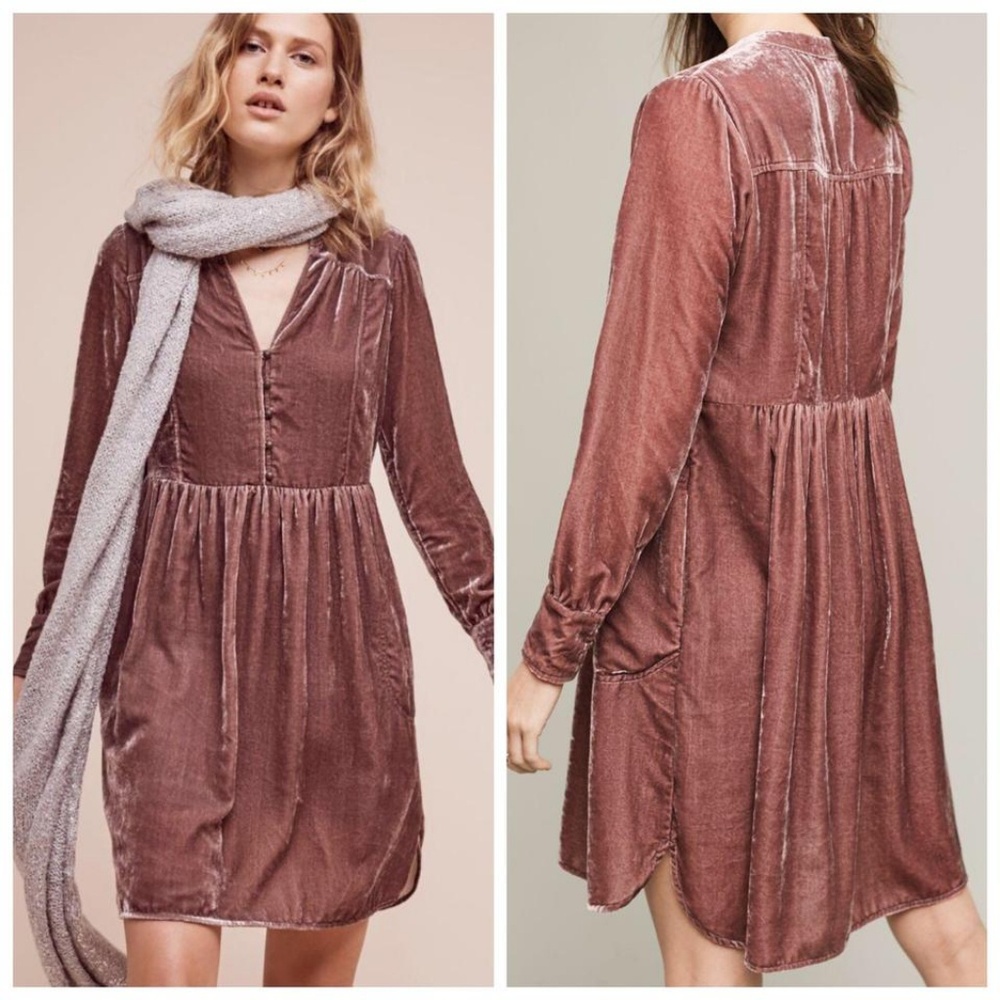 Anthropologie velvet shirtdress
